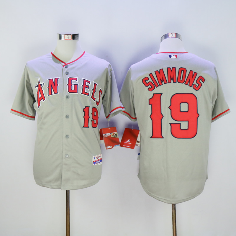 Men Los Angeles Angels #19 Simmons Grey MLB Jerseys->los angeles angels->MLB Jersey